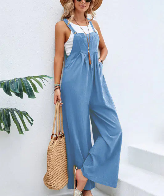 2023 Summer Women’s Casual Loose Wide Leg Jumpsuit