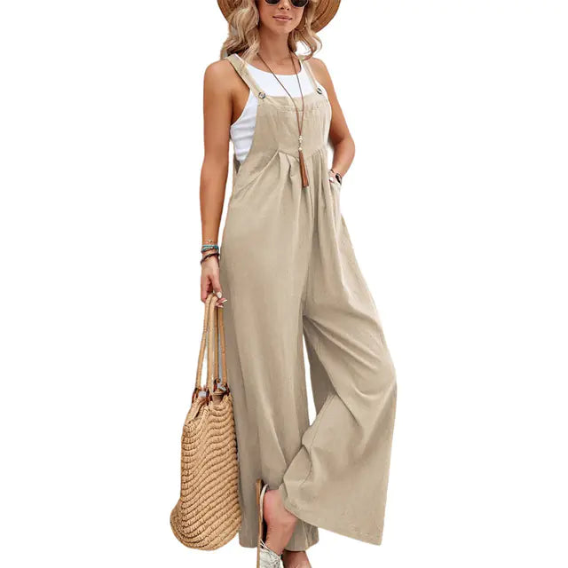 2023 Summer Women’s Casual Loose Wide Leg Jumpsuit