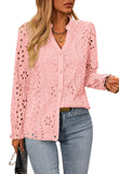 Women’s Embroidered Eyelet Cotton Blouse – Elegant &amp; Chic - Glide Goods LLC