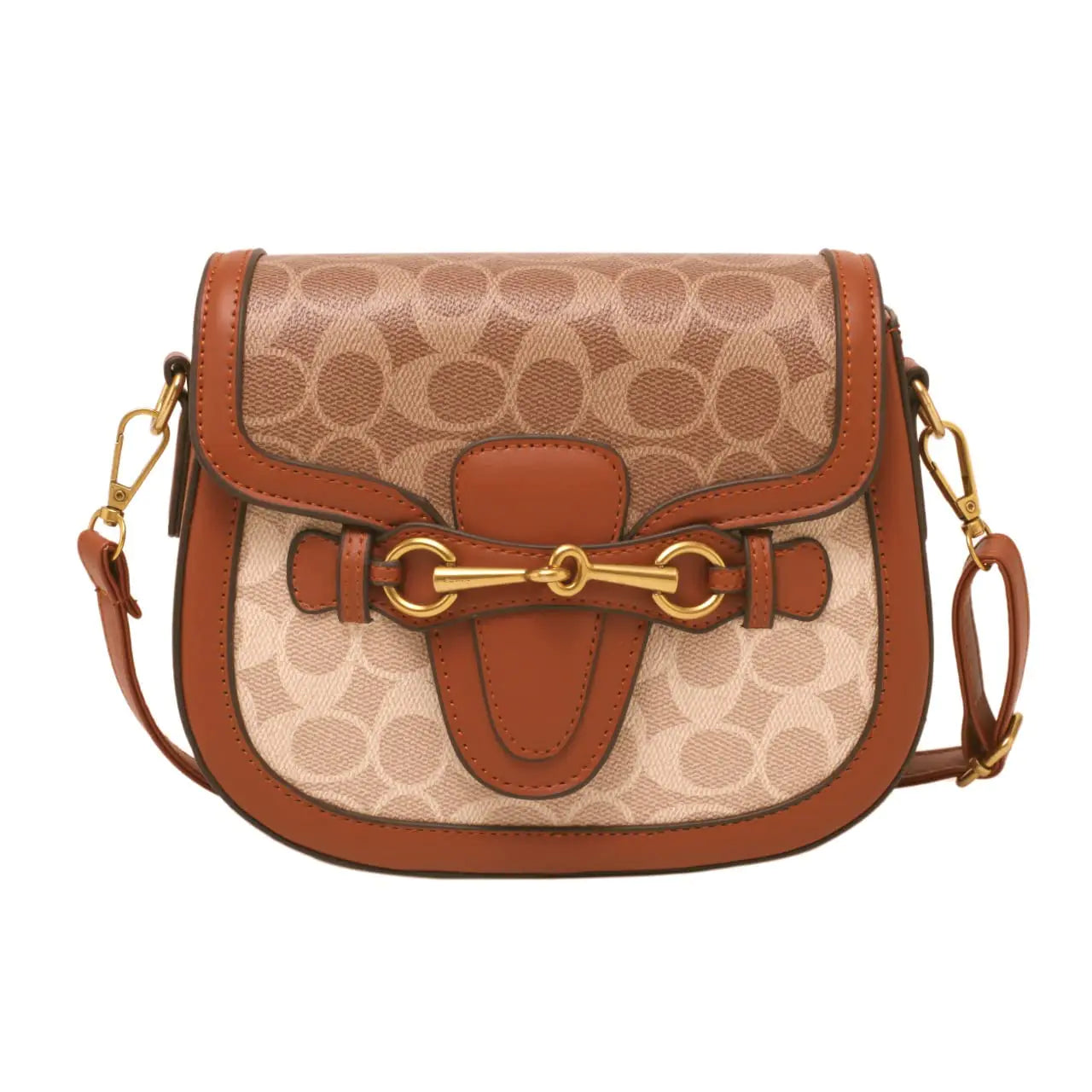 Women Small Crossbody Bags Women Golden Buckle Leather Purse Handbag Fashion Design (brown) - Glide Goods LLC