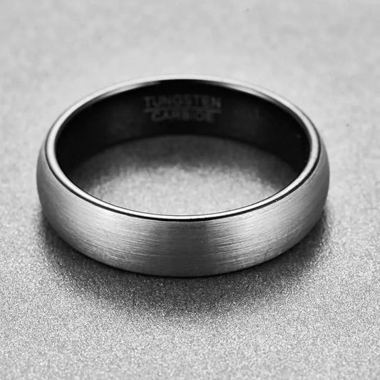 Brushed Silver and Black Tungsten Ring - Glide Goods LLC