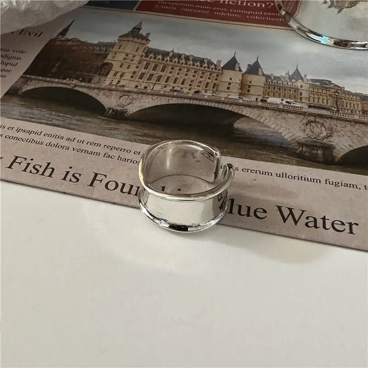 Korean Style S925 Sterling Silver Large Glossy Bracelet