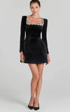 Chloe™ Elegant Summer Long Sleeve Dress with Rhinestones - Glide Goods LLC