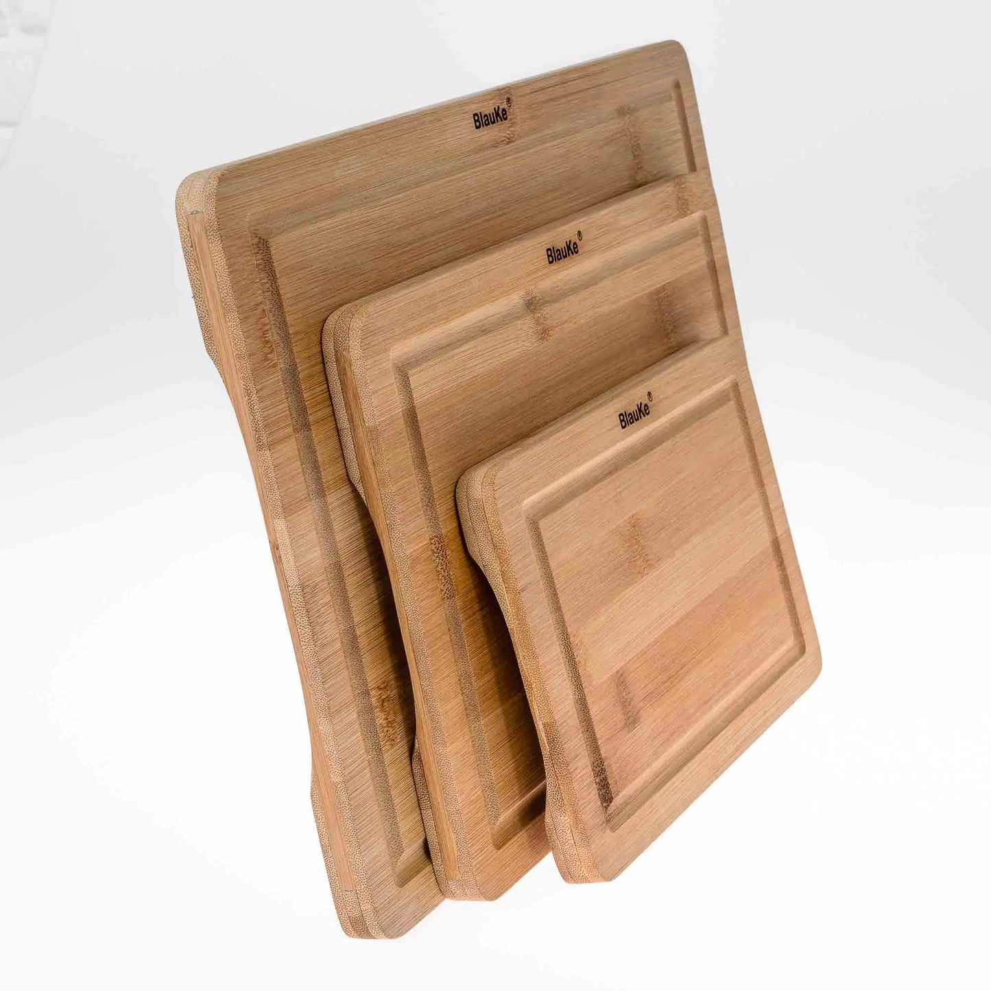 Wooden Cutting Boards for Kitchen with Juice Groove and Handles - Bamboo Chopping Boards Set of 3 - Wood Serving Trays - Glide Goods LLC