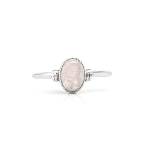 Koral Jewelry Oval Moonstone Delicate Ring 925 Sterling Silver Vintage Boho Chic (8) - Glide Goods LLC