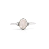 Koral Jewelry Oval Moonstone Delicate Ring 925 Sterling Silver Vintage Boho Chic (8) - Glide Goods LLC