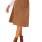 Allegra K Women's Faux Suede Midi Skirt with Belt – Caramel - Glide Goods LLC
