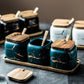 Marble Pattern Ceramic Kitchen Seasoning Tank Set - Glide Goods LLC